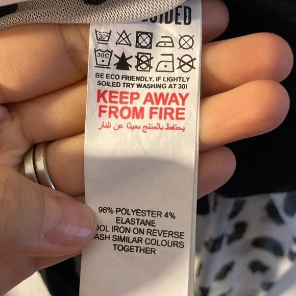 Missguided sheer dalmation print Black and White Patterned Bodysuit longsleeve - Picture 6 of 6